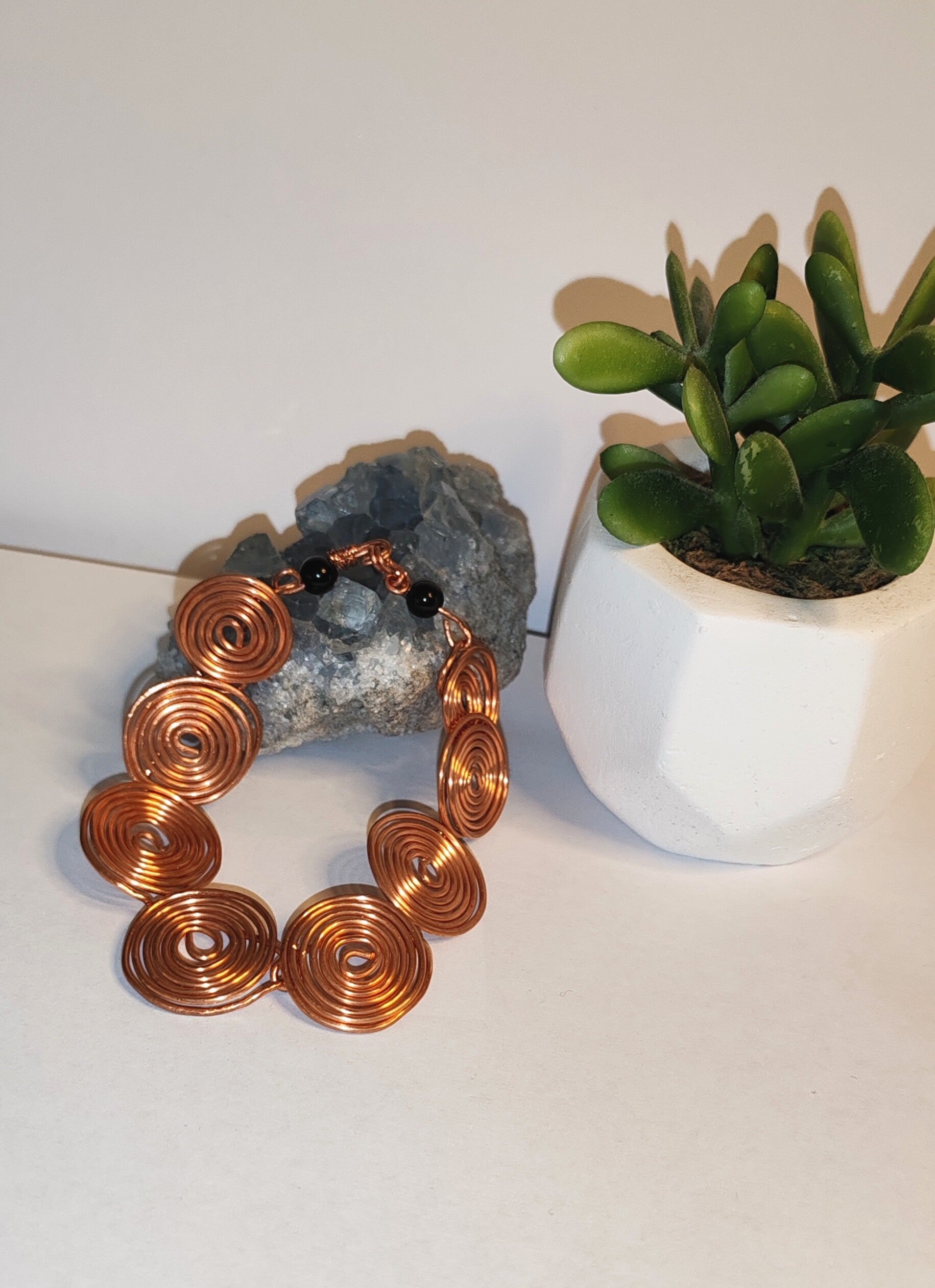 Bracelet cuivre spirales