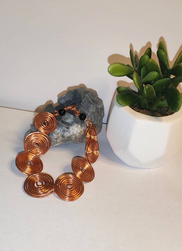 Bracelet cuivre spirales