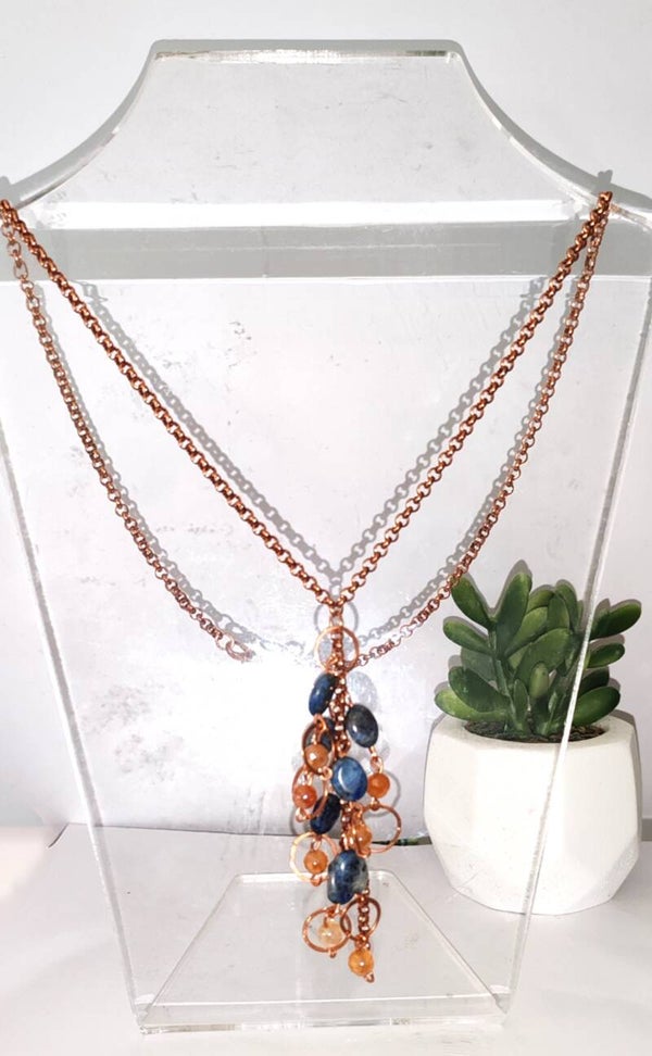Collier grappe Lapis-lazuli / agate