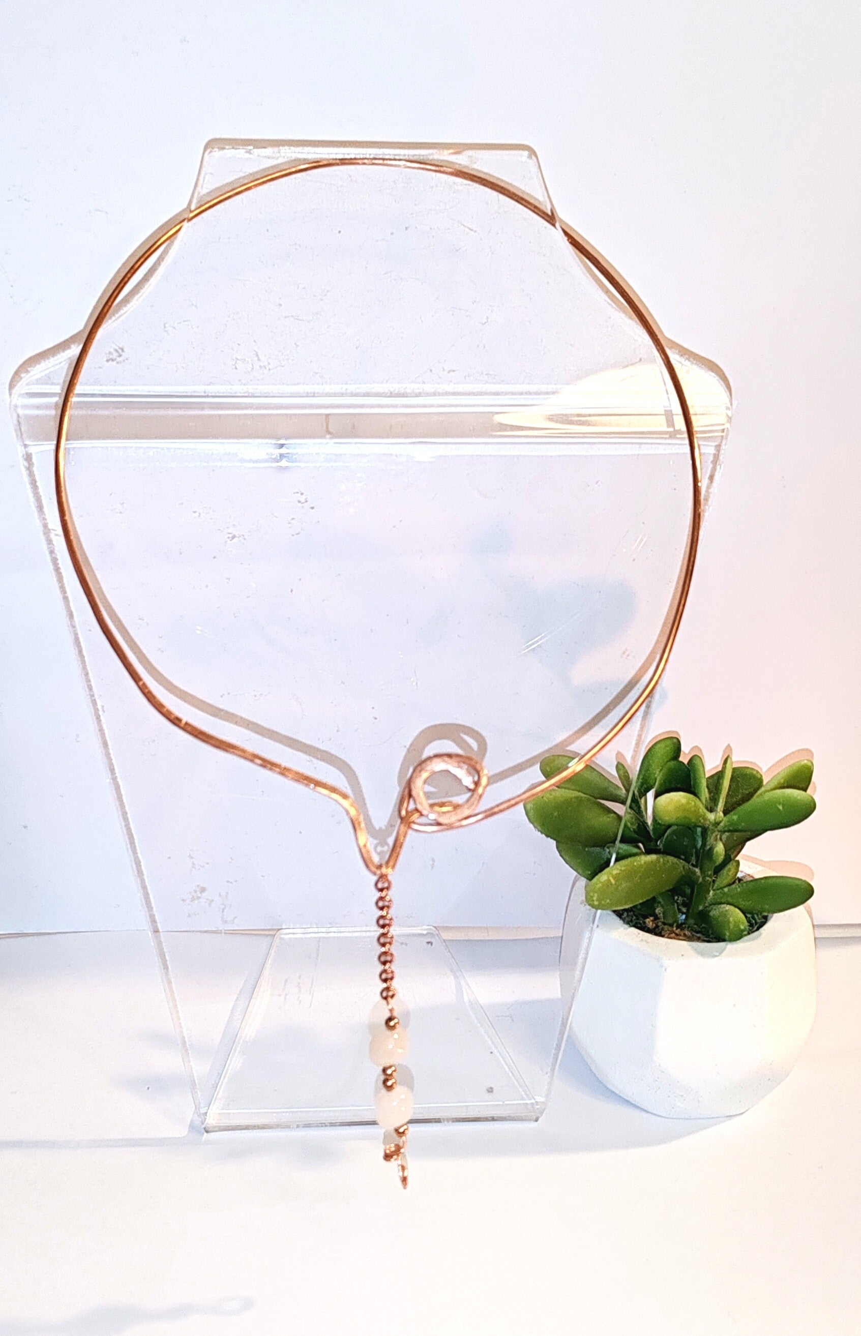 Collier ras du cou agate blanche