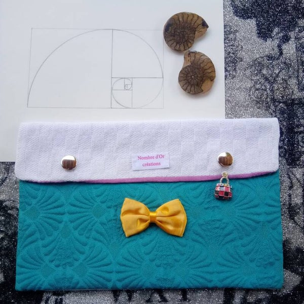 POCHETTE TEXTILE AU NOMBRE D'OR "NOEUD DORE"