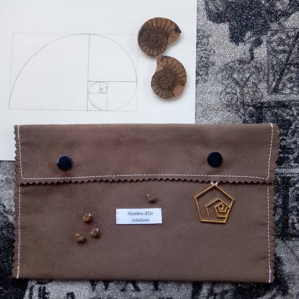 POCHETTE TEXTILE AU NOMBRE D'OR "SPIRALE D'OR"
