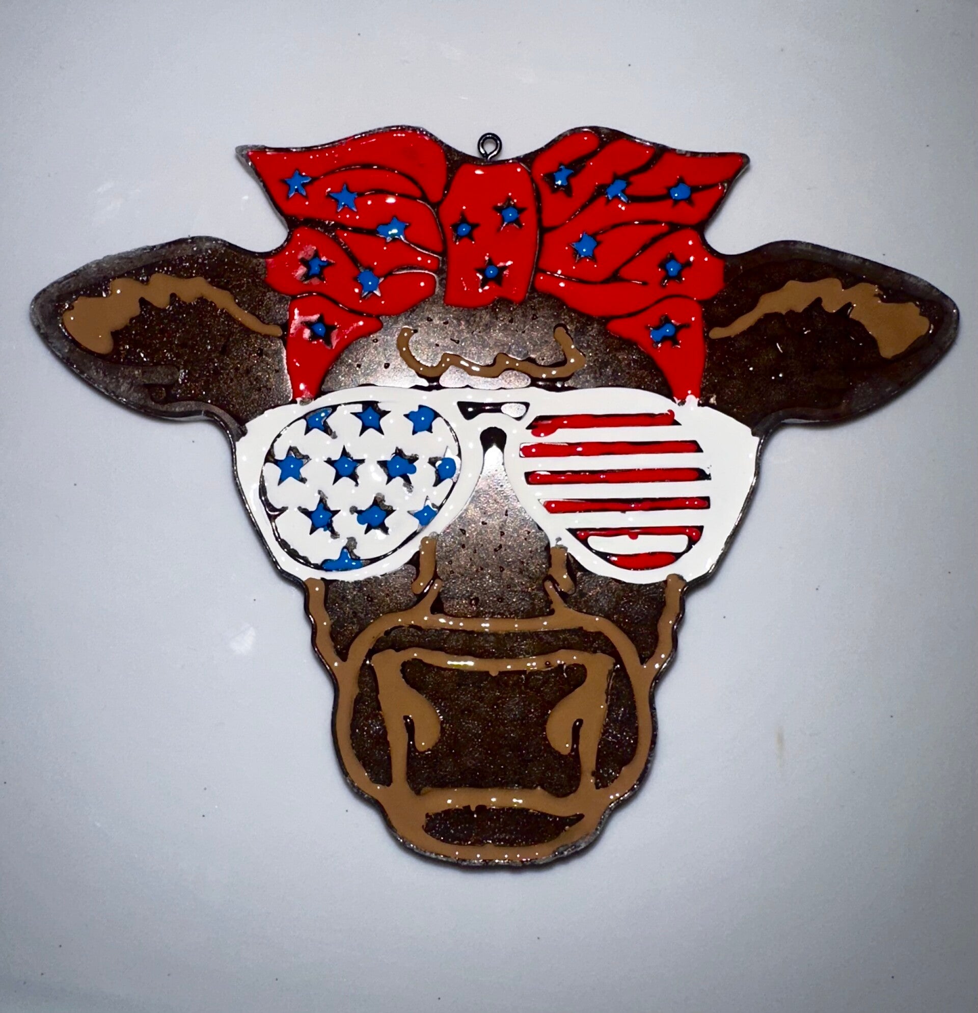 Patriotic Cow- Rustic Woods