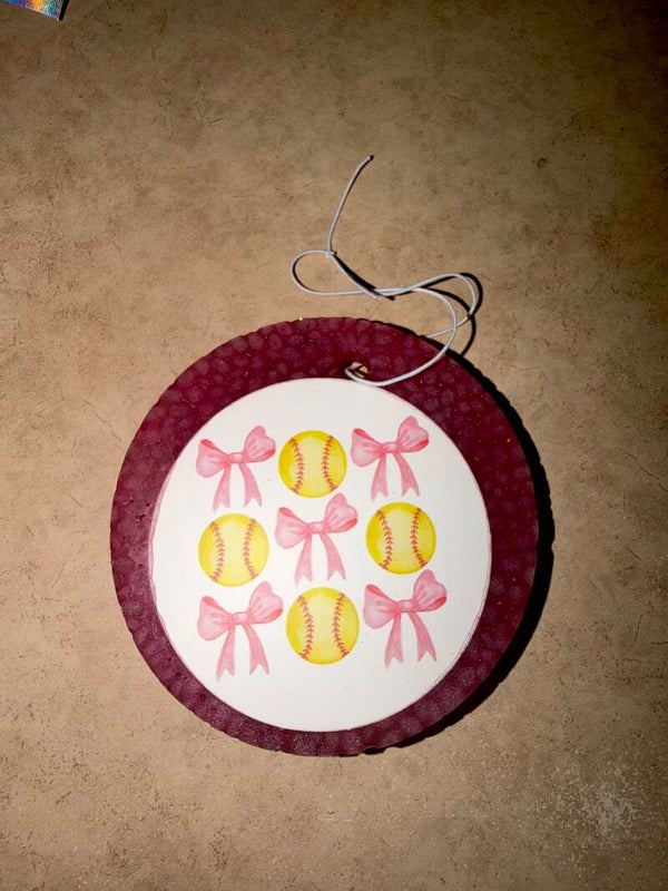 Softball & bows- pink sugar
