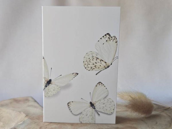 Rouwkaart ~ Blanco met Vlinders