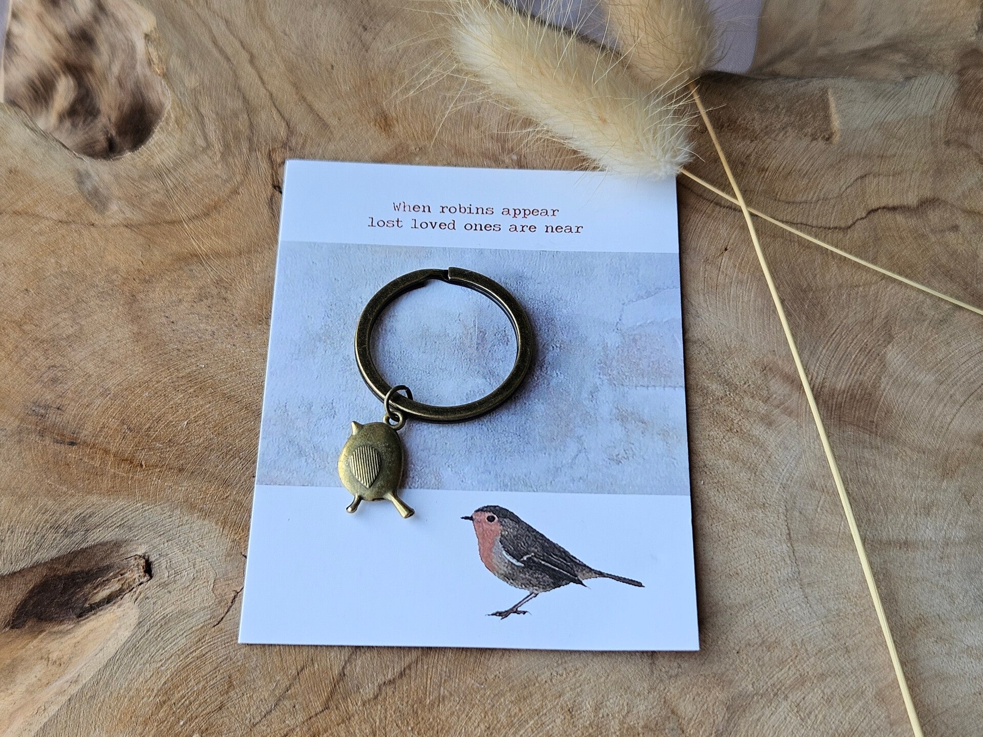 Sleutelhanger met kaartje ~ Roodborstje