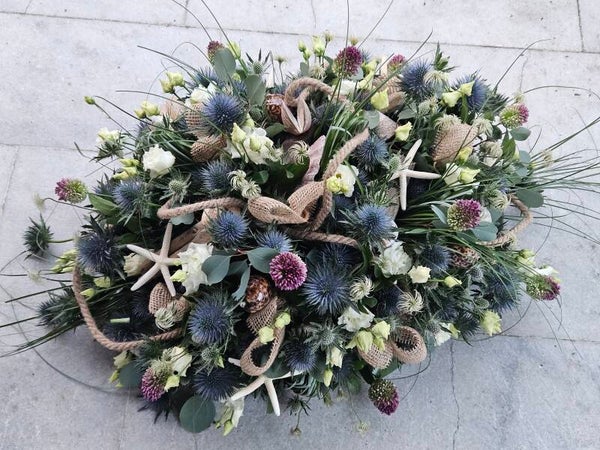 Zeegroen ~ Rouwstuk hout schelpen strand