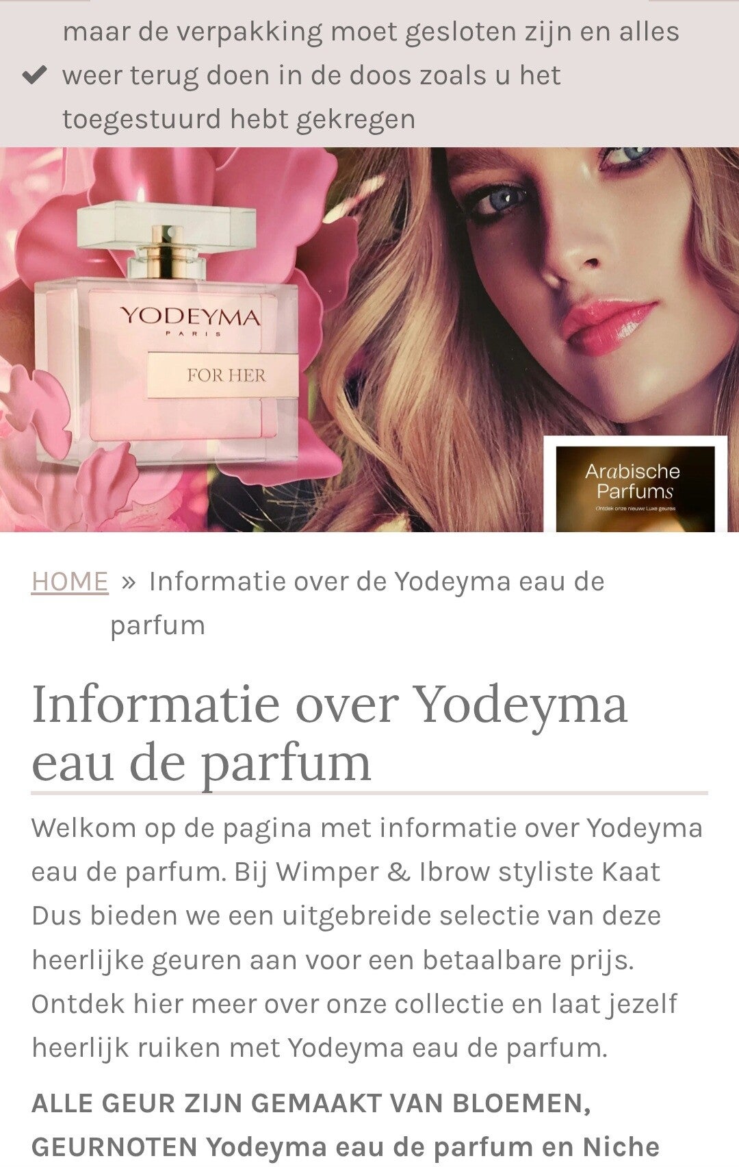 Informatie over de Yodeyma eau de parfum | Yodeyma-niche-geuren