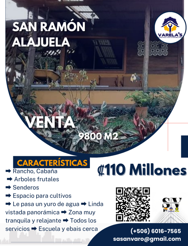 Venta casa y terreno amplio 9.800m2 San Ramón Alajuela