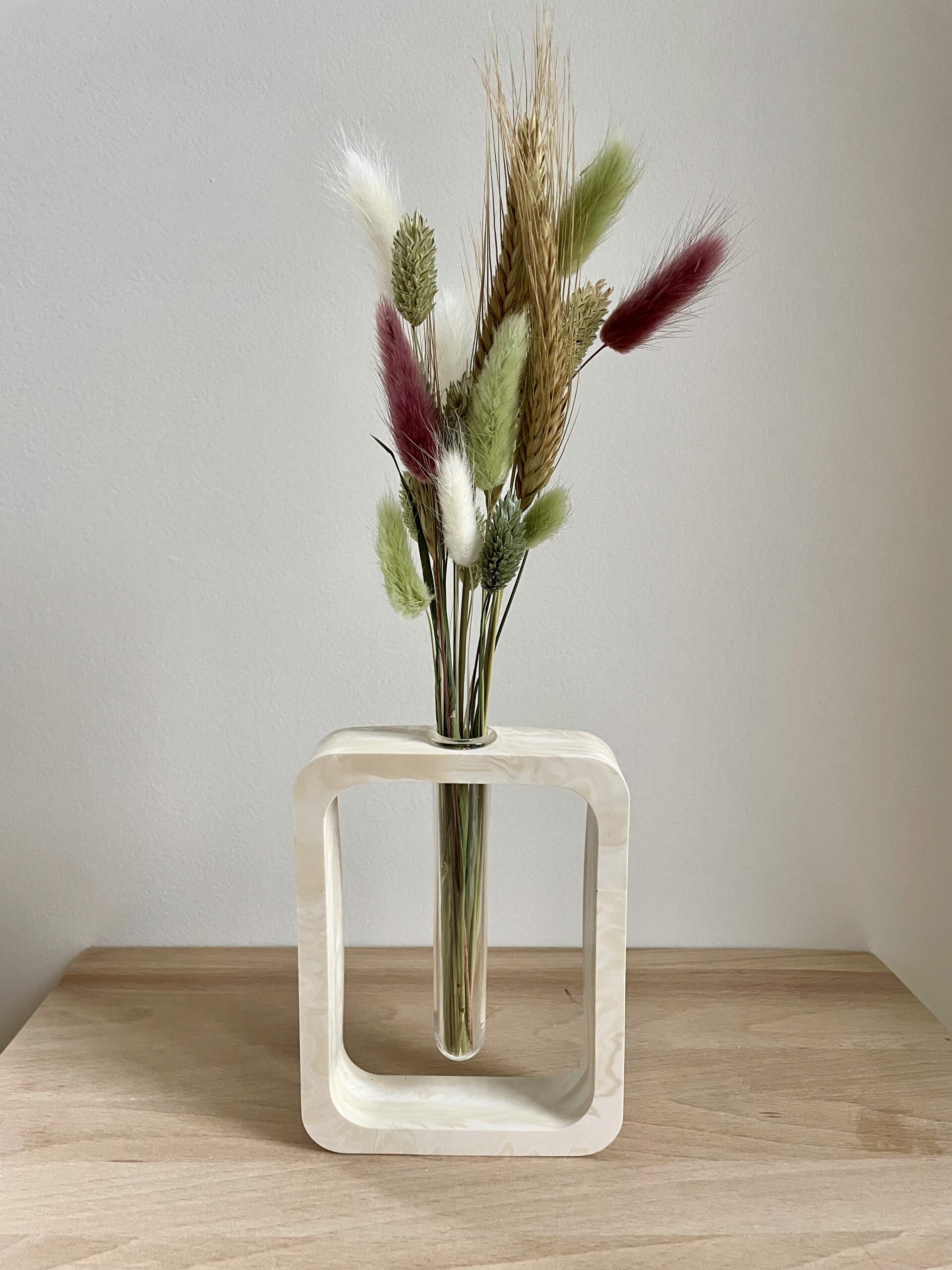 Vierkanten vaasje met buisje swirl