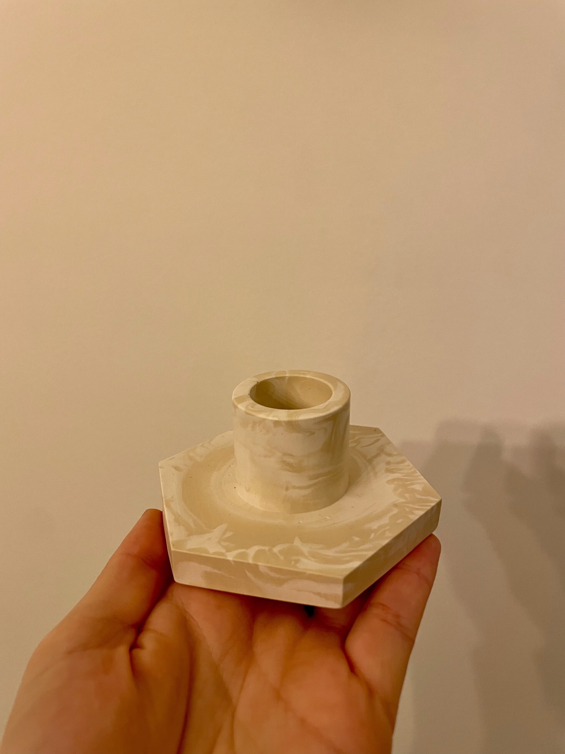 Kaarshouder hexagon - lange kaars Swirl