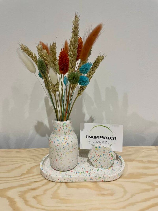 Vaasje voor droogbloemen Terrazzo