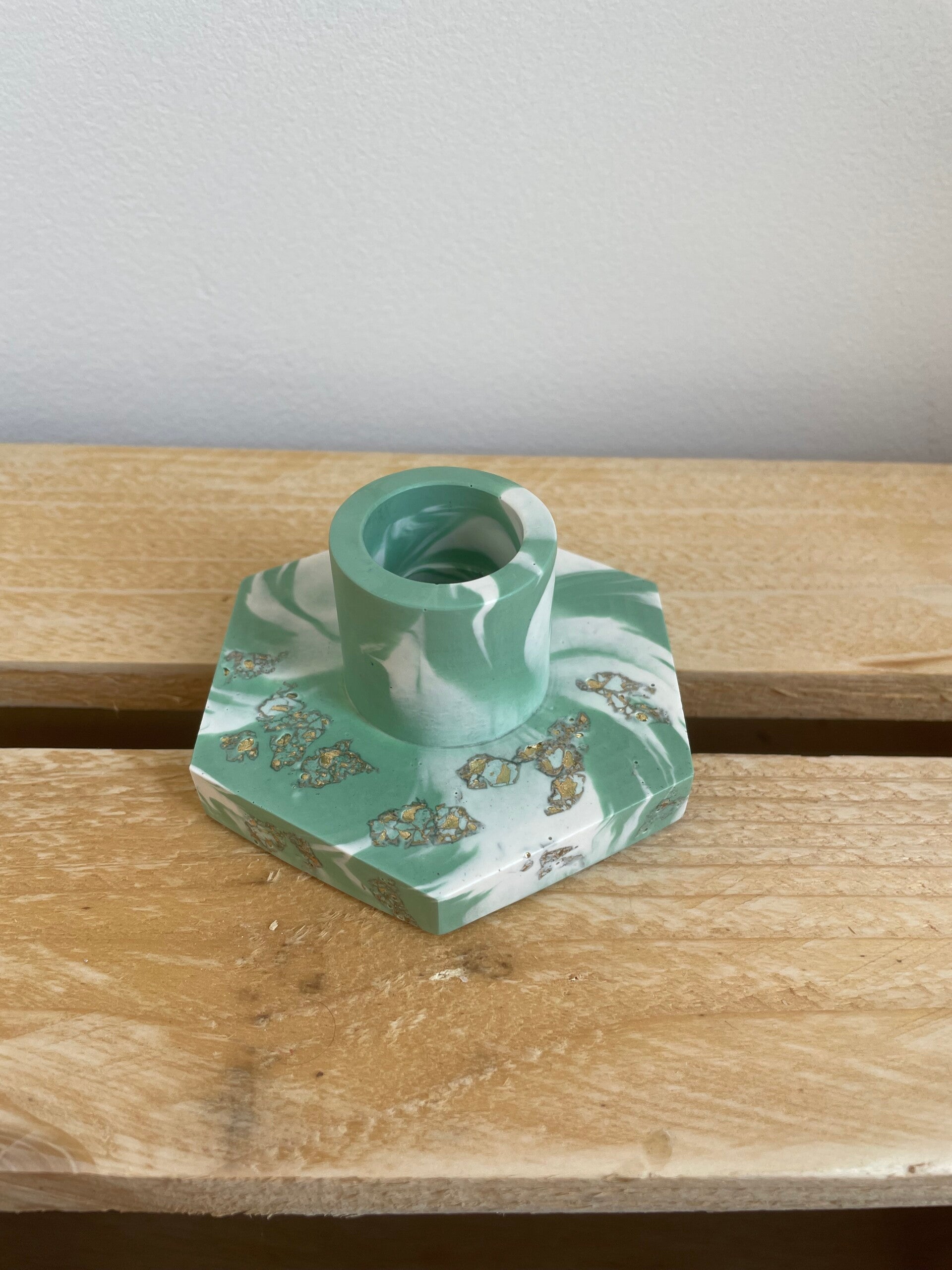 kaarhouder hexagon swirl groen/wit