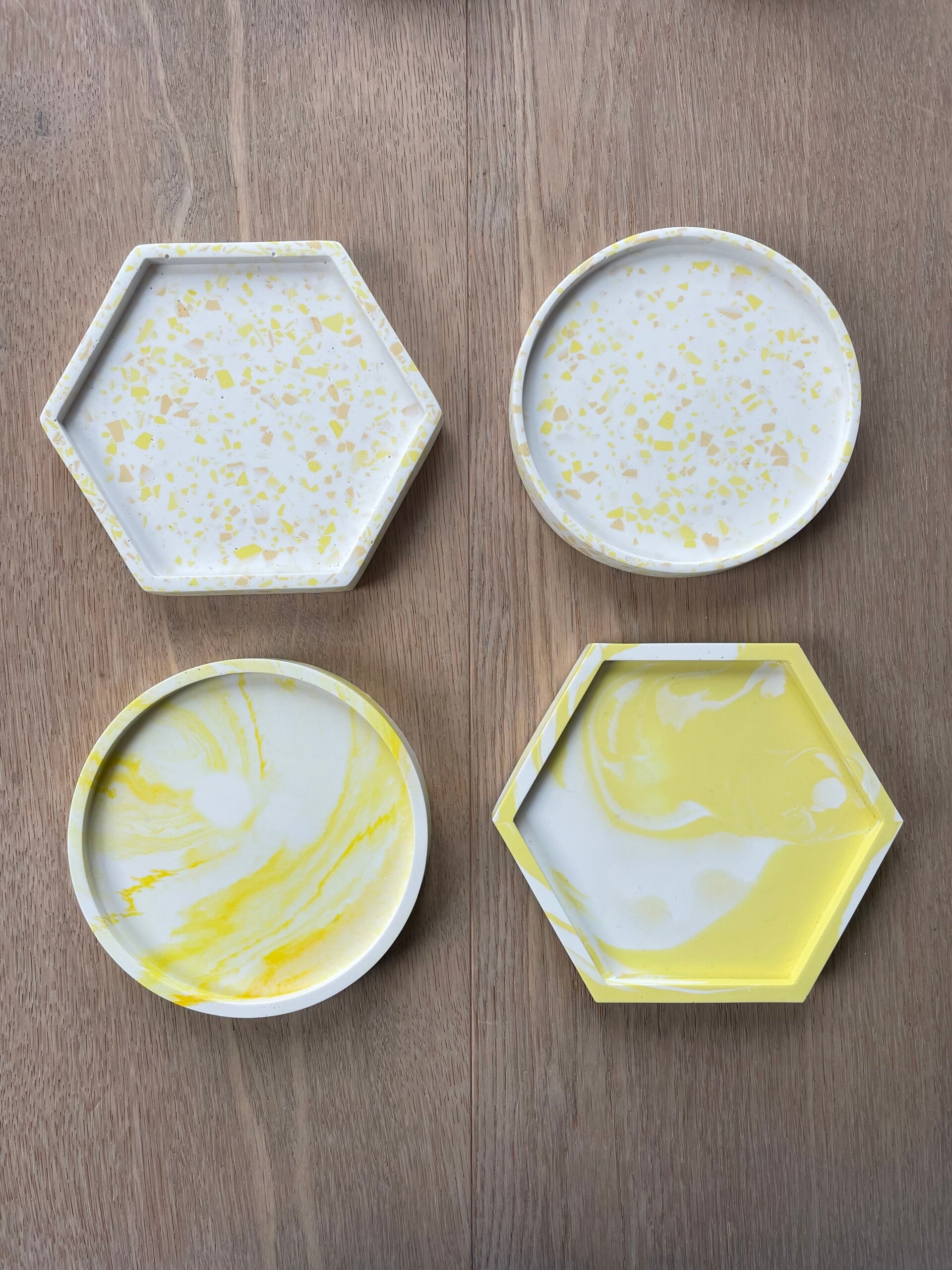 onderzetters swirl geel/wit