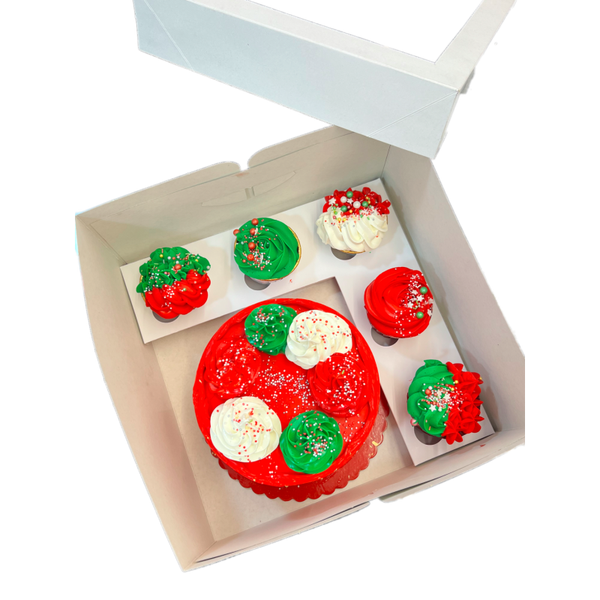 BOÎTE MIXTE POUR GÂTEAU 20CM + 5 CUPCAKES