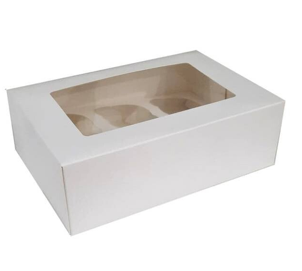 Boîte 6 Cupcakes Muffins avec fenêtre BLANCHE