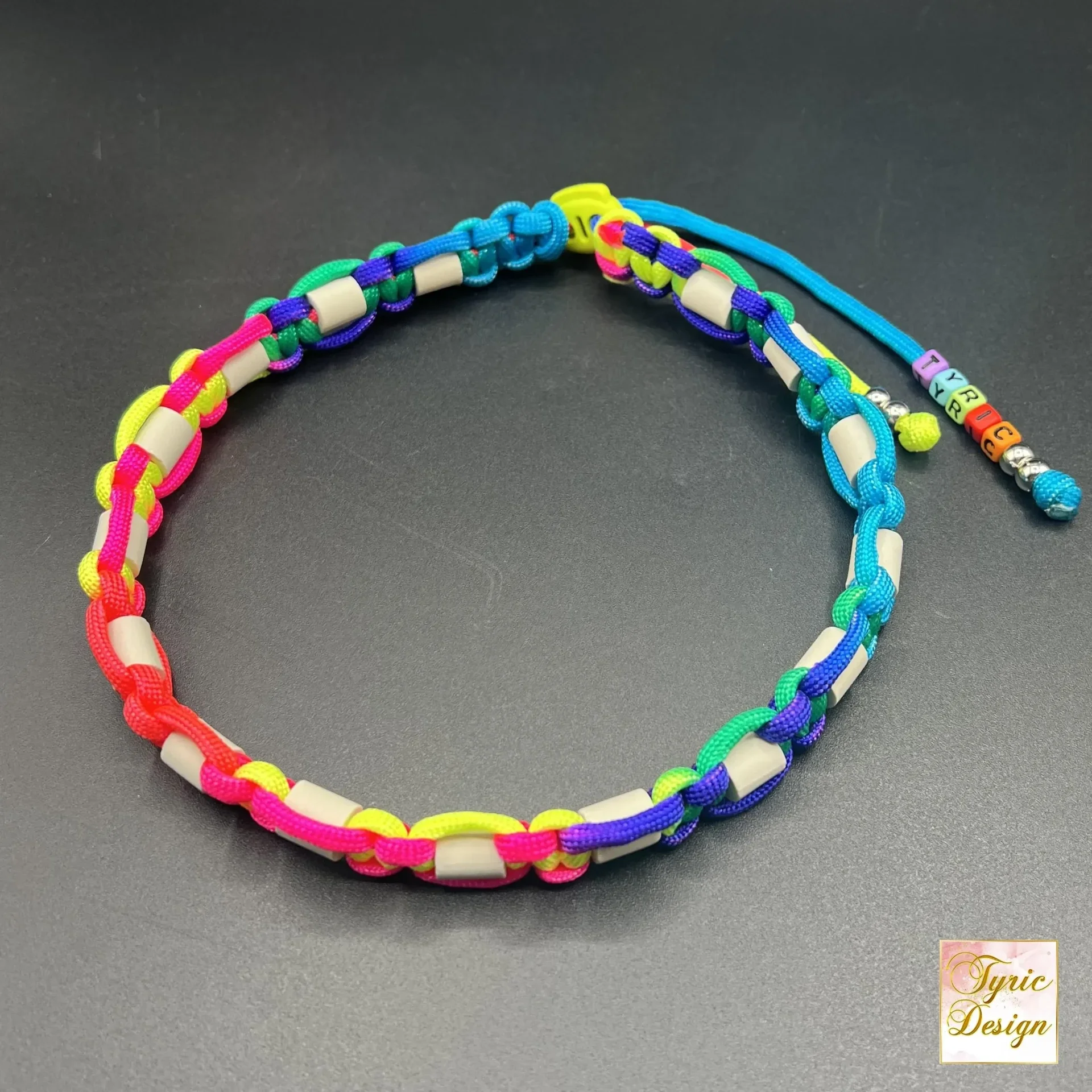 EM-Keramik-Halsband "Rainbow" aus Paracord Type III "Cobra Classic"* Individuelle Maßanfertigung * Personalisierbar