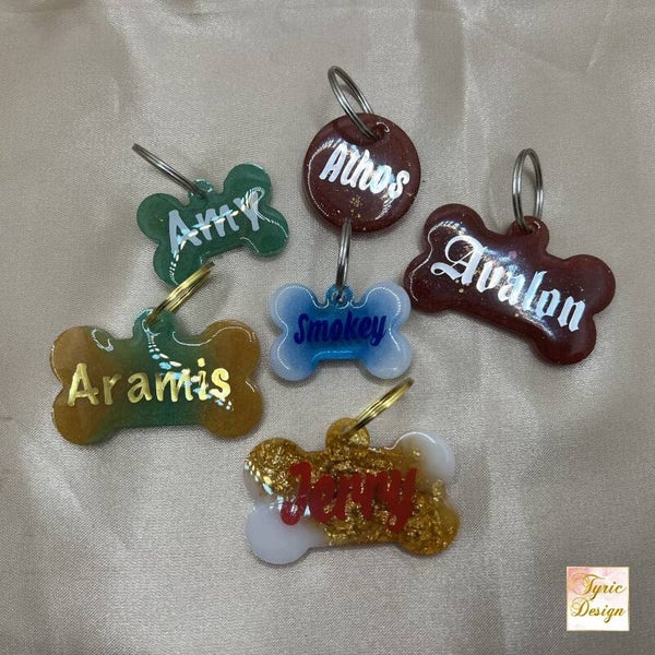 Hundemarke aus Resin - personalisiert - 3 verschiedene Varianten und Grössen