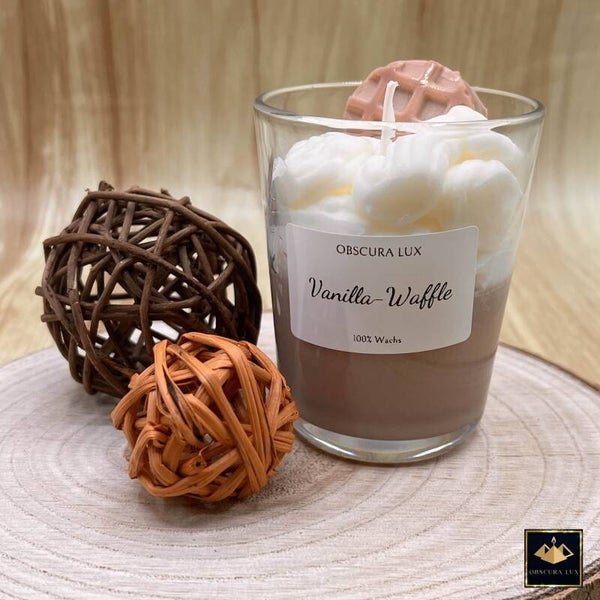 Vanilla-Waffle Kerze im Glas | Handgefertigt | 100% Sojawachs | Lange Brenndauer