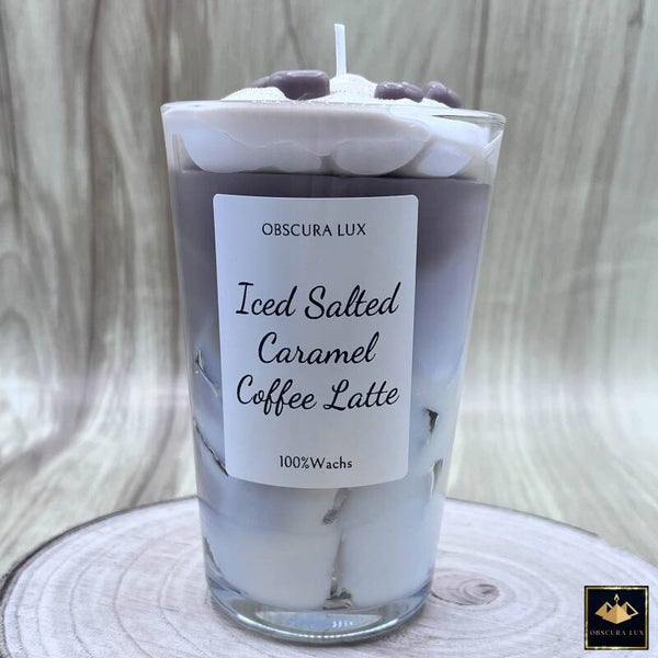 Iced Salted Caramel Coffee Latte - Kerze, groß | Handgefertigt | 100% Sojawachs | Lange Brenndauer