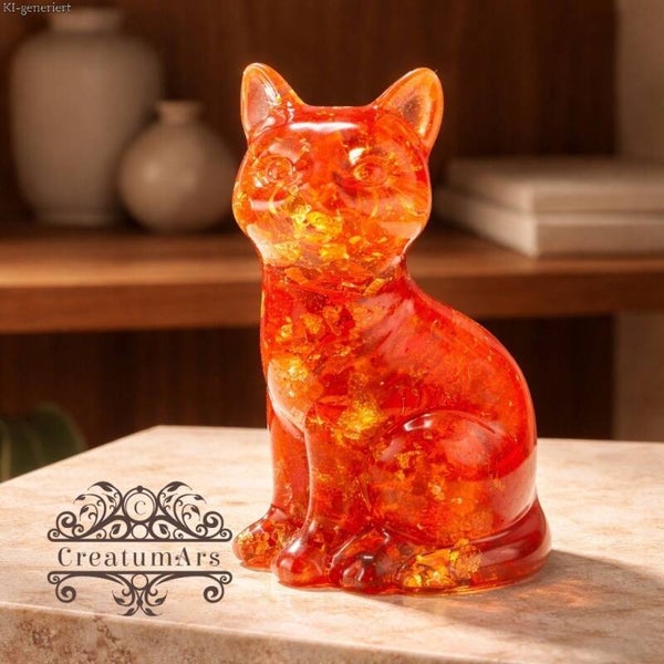 Katze, sitzend in 3D aus Resin (Epoxidharz) | Individuelle Herstellung auf Wunsch | Unikat | Geschenkidee | Dekoration
