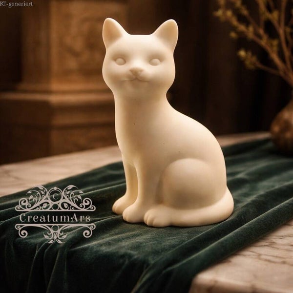 Katze, sitzend in 3D aus Gießmasse | Individuelle Herstellung auf Wunsch | Unikat | Geschenkidee | Dekoration
