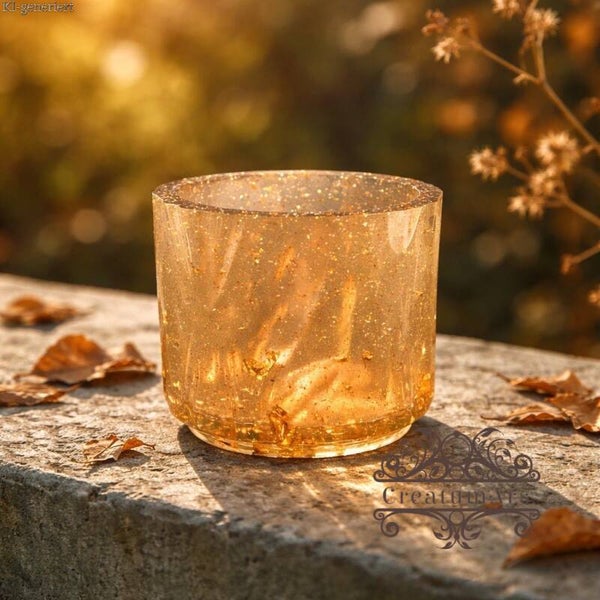 Kerzenhalter in Zylinderform mit Baumstamm-Optik aus Resin / Epoxidharz | individuelle Anfertigung auf Bestellung | jedes Stück ein Unikat