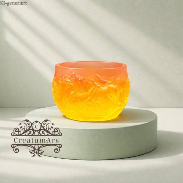 Kerzenhalter mit Pferde-Relief aus Resin / Epoxidharz | individuelle Anfertigung auf Bestellung | jedes Stück ein Unikat