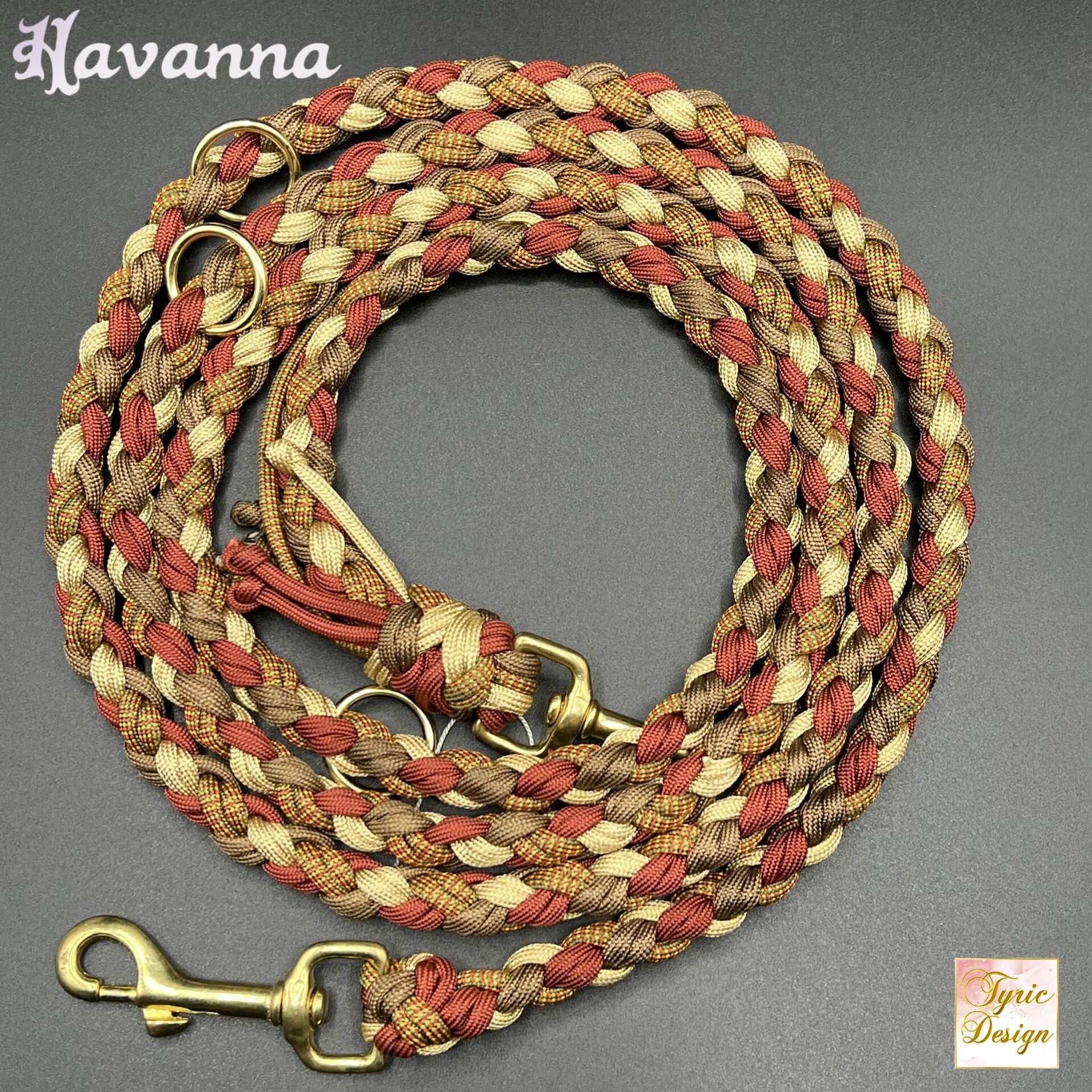 Paracord-Hundeleine "Illusion Collection" HAVANNA 4-fach geflochten - in zwei verschiedenen Stärken - personalisierbar