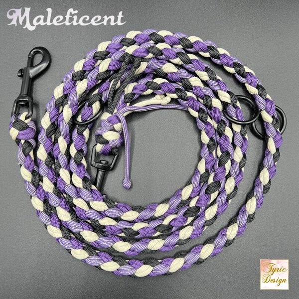 Paracord-Hundeleine "Illusion Collection" MALEFICENT 4-fach geflochten - in zwei verschiedenen Stärken - personalisierbar