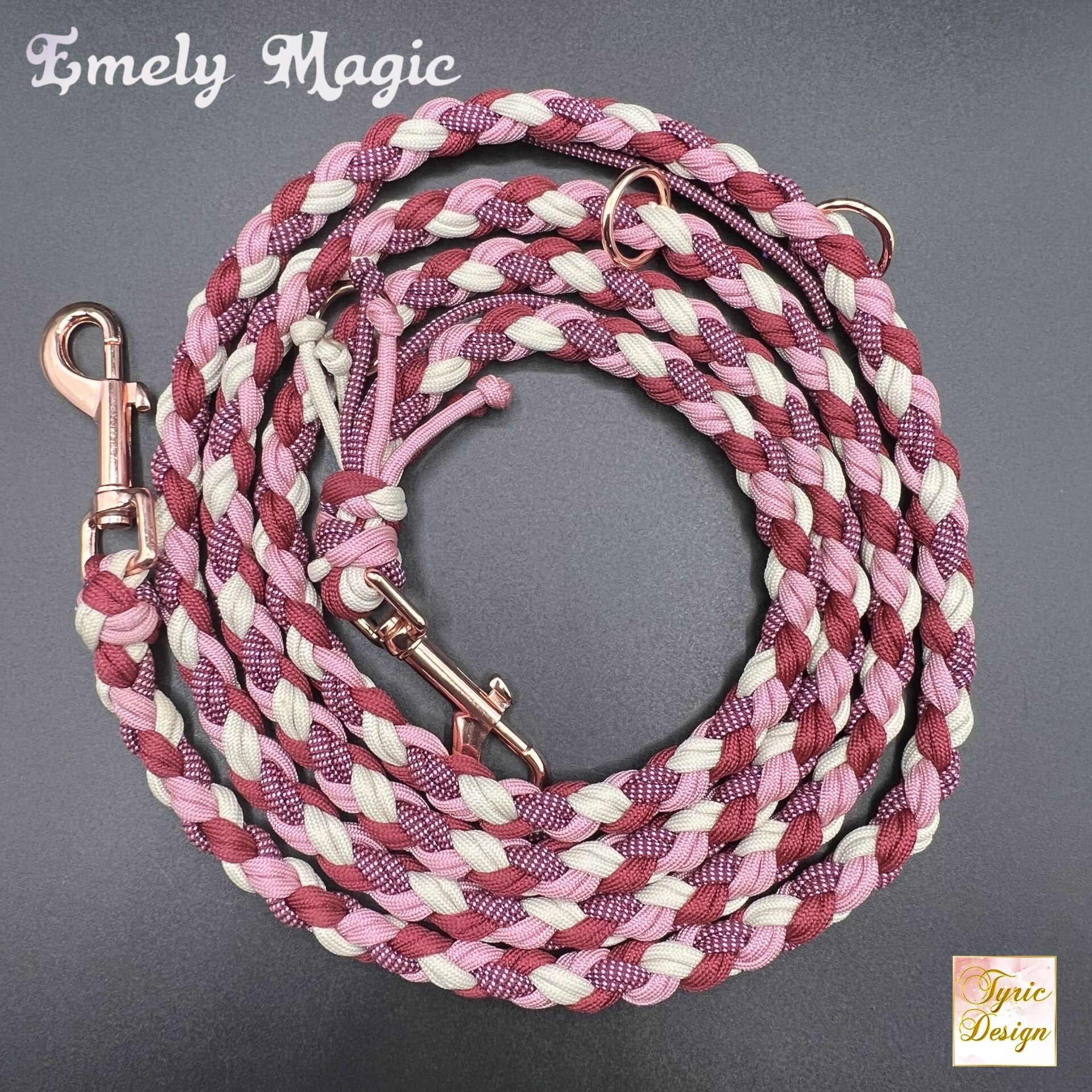 Paracord-Hundeleine "Illusion Collection" EMELY MAGIC 4-fach geflochten - in zwei verschiedenen Stärken - personalisierbar