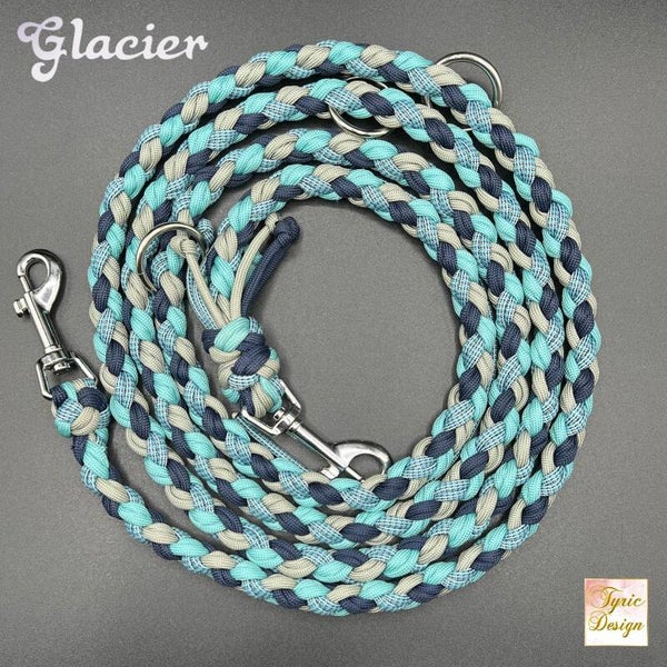 Paracord-Hundeleine "Illusion Collection" GLACIER 4-fach geflochten - in zwei verschiedenen Stärken - personalisierbar