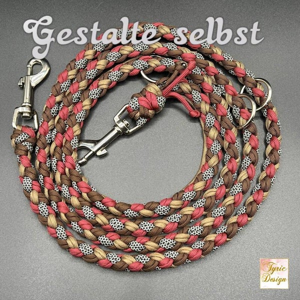 Paracord-Hundeleine CREATE YOUR OWN! 4-fach geflochten - Unser Modell "Adrastea" Grösse M und L - personalisierte Unikate