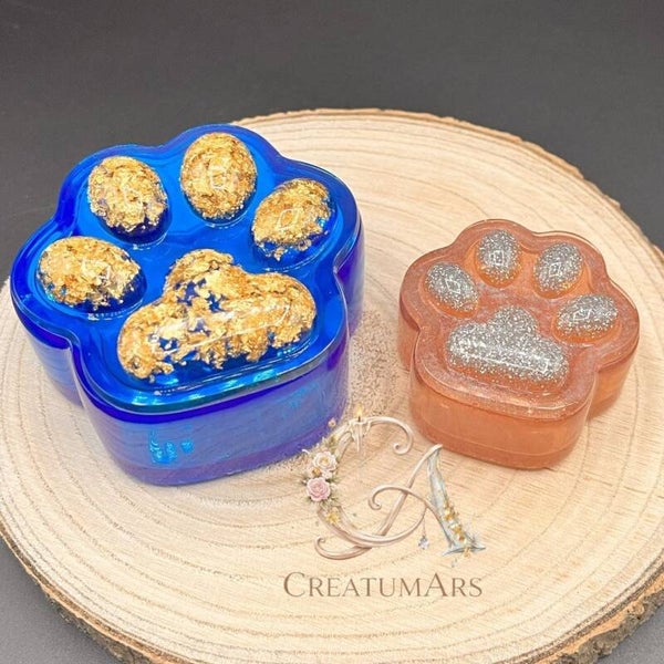 Handgefertigte Resin-Dose mit Deckel "Tierpfote" – Dein Design, Deine Größe 🐾✨