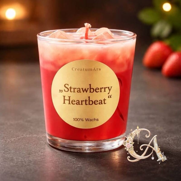 Strawberry Heartbeat – Duftkerze aus Sojawachs mit Jelly-Herz-Eiswürfeleffekt