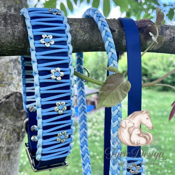 Geflochtenes Biothane & Paracord Hundehalsband "Bloom and Base" – Individuell konfigurierbar