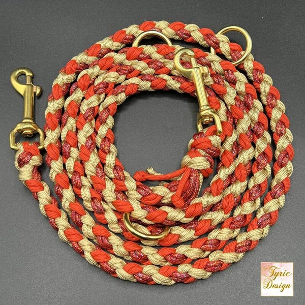 Magic Animals Collection THE LION * Paracord-Hundeleine in 2 Grössen * Personalisierbar * GLITZERPARACORD Rot-Gold