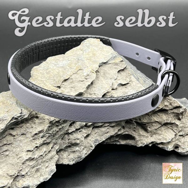 Gepolstertes Biothane-Halsband * 20mm breit * Maßanfertigung * 26 Farben * 6 verschiedene Beschläge * Individ. Unikate * mit oder ohne Leine