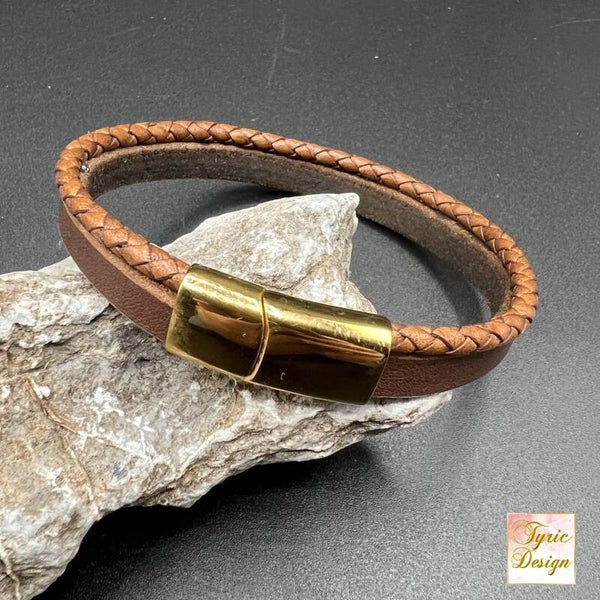 Lederarmband * separates rund geflochtenes Lederband als Deko an der Seite * handmade Maßanfertigung auf Bestellung