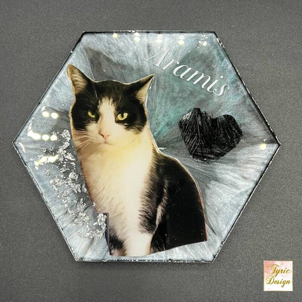 Erinnerungsstück / Andenken aus Resin * HEXAGON KLEIN DÜNN * Jedes Stück ein individuelles Unikat * Benutzerdefinierte Herstellung
