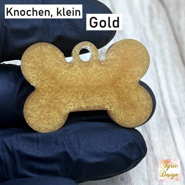 SOFORTKAUF Hundemarke / Schlüsselanhänger aus Resin - Knochen, klein oder gross - personalisierbar
