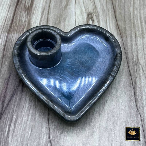 Kerzenhalter aus Resin (Epoxidharz) * Teller in Herz-Form * für Stabkerzen * Herstellung auf Wunsch * freie Farb-und Design-Wahl