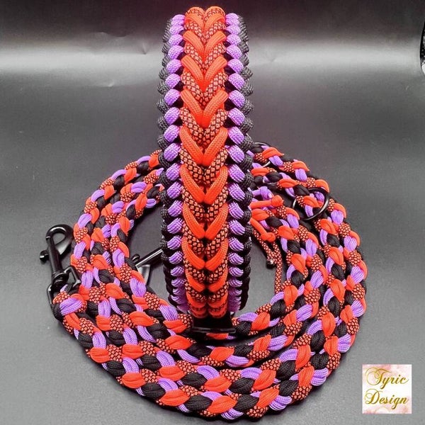 KOMPLETT-SET Paracord- Halsband + Leine mit Biothane * "Trick or Treat" * Maßanfertigung * personalisiert