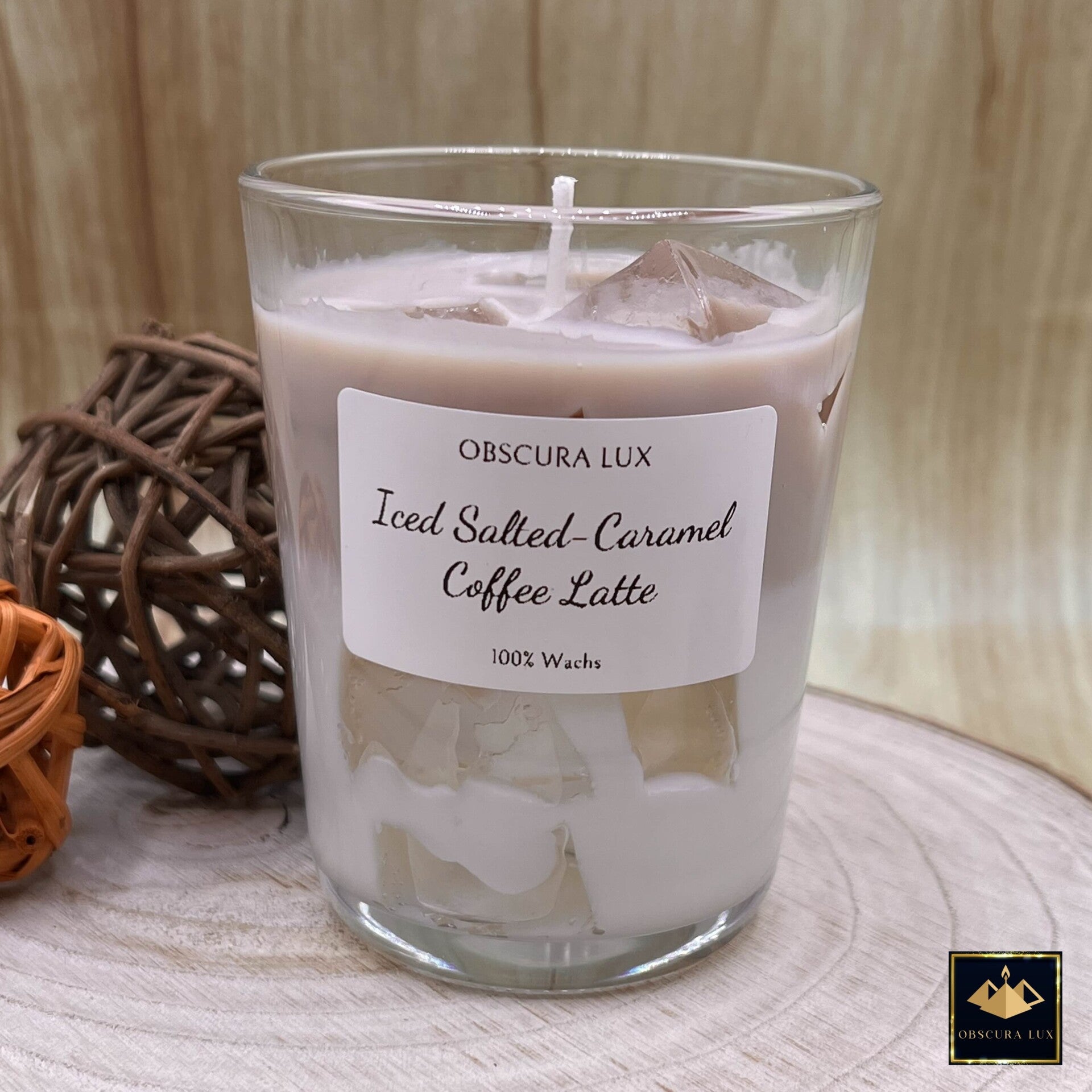 Iced Salted Caramel Coffee Latte Kerze im Glas | Handgefertigt | Soja- und Jellywachs | 100% Wachs | Lange Brenndauer