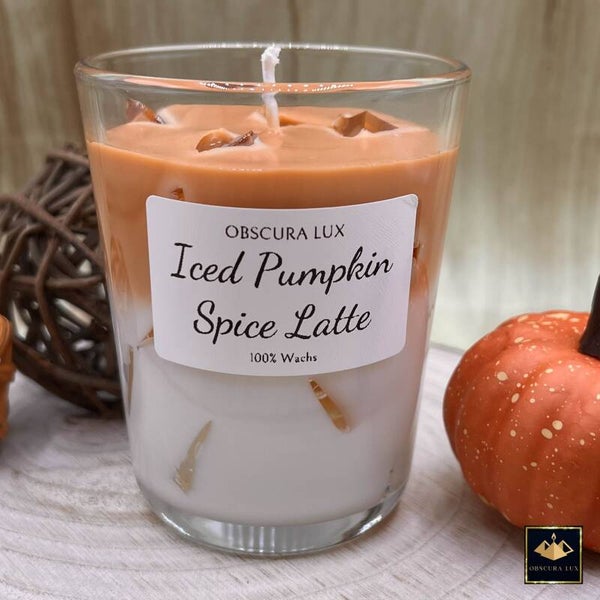 Iced Pumpkin Spice Latte Kerze im Glas | Handgefertigt | Soja- und Jellywachs | 100% Wachs | Lange Brenndauer