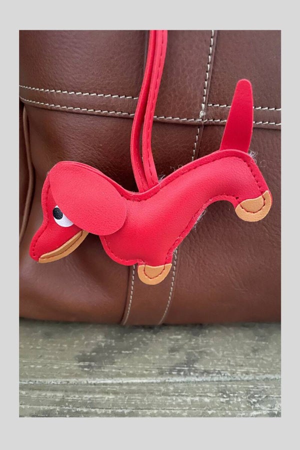 Bright Red Sause Dog Bag Charm