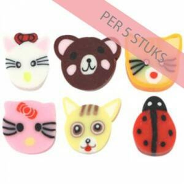 Polymeer dier kralen mix (per 5 stuks)