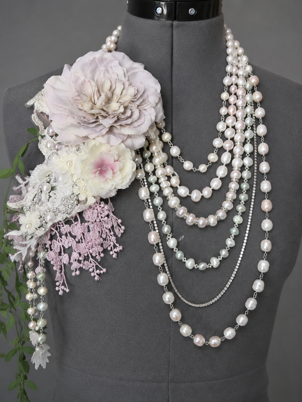 Romantic Pearl Multi-Strand Bridal Necklace