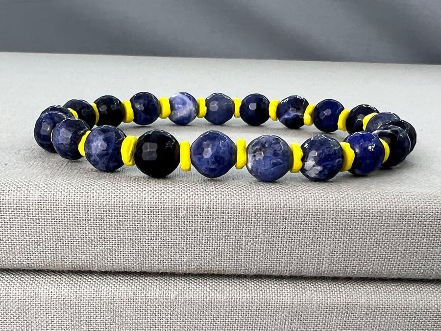 Sodalite & Yellow Shell Stackable Bracelet