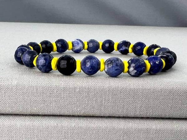 Sodalite & Yellow Shell Stackable Bracelet